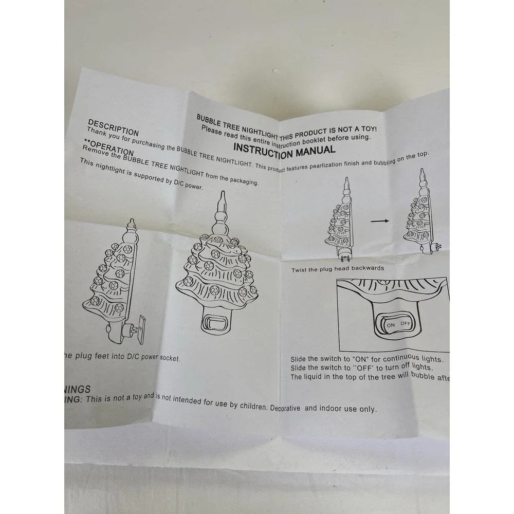 Ceramic Christmas Tree Night Light With Plastic Bulbs